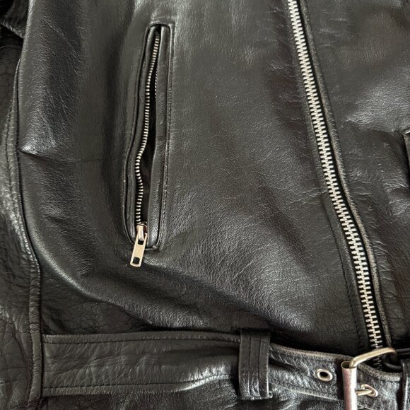 Men's BLACK 3XLT 54T Leather Motorcycle Biker Jacket Wilson's Vintage 90s - Picture 10 of 15